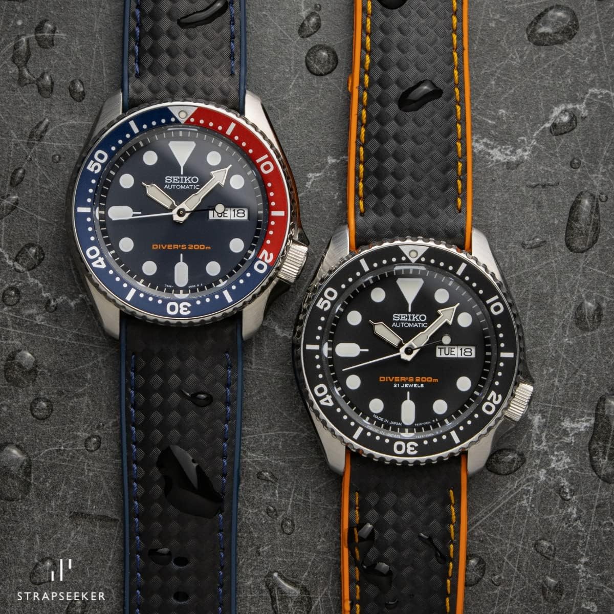 Premium Hybrid Leather & FKM Rubber Ezra Watch Straps- Performance Replacement Watch Bands for Sports- Watch Strap for Men & Women- Colors: White, Black, Blue, Orange, & Red- Sizes: 20mm 22mm 24mm