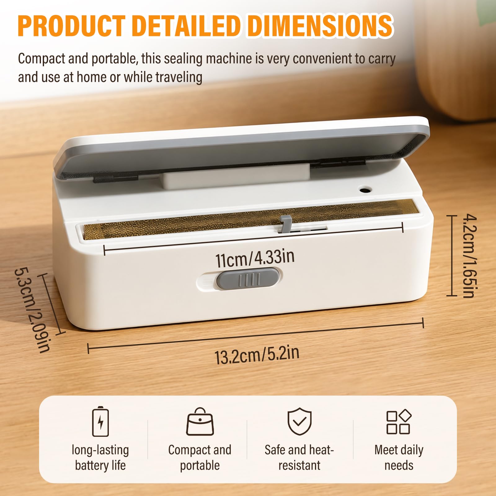 Mini Sigillatrice Sacchetti Ricaricabile USB C Sigillatore Termico con Cutter e Magnete 8 Livelli Regolabili Macchina per Conservazione Alimenti Cucina Campeggio Viaggio