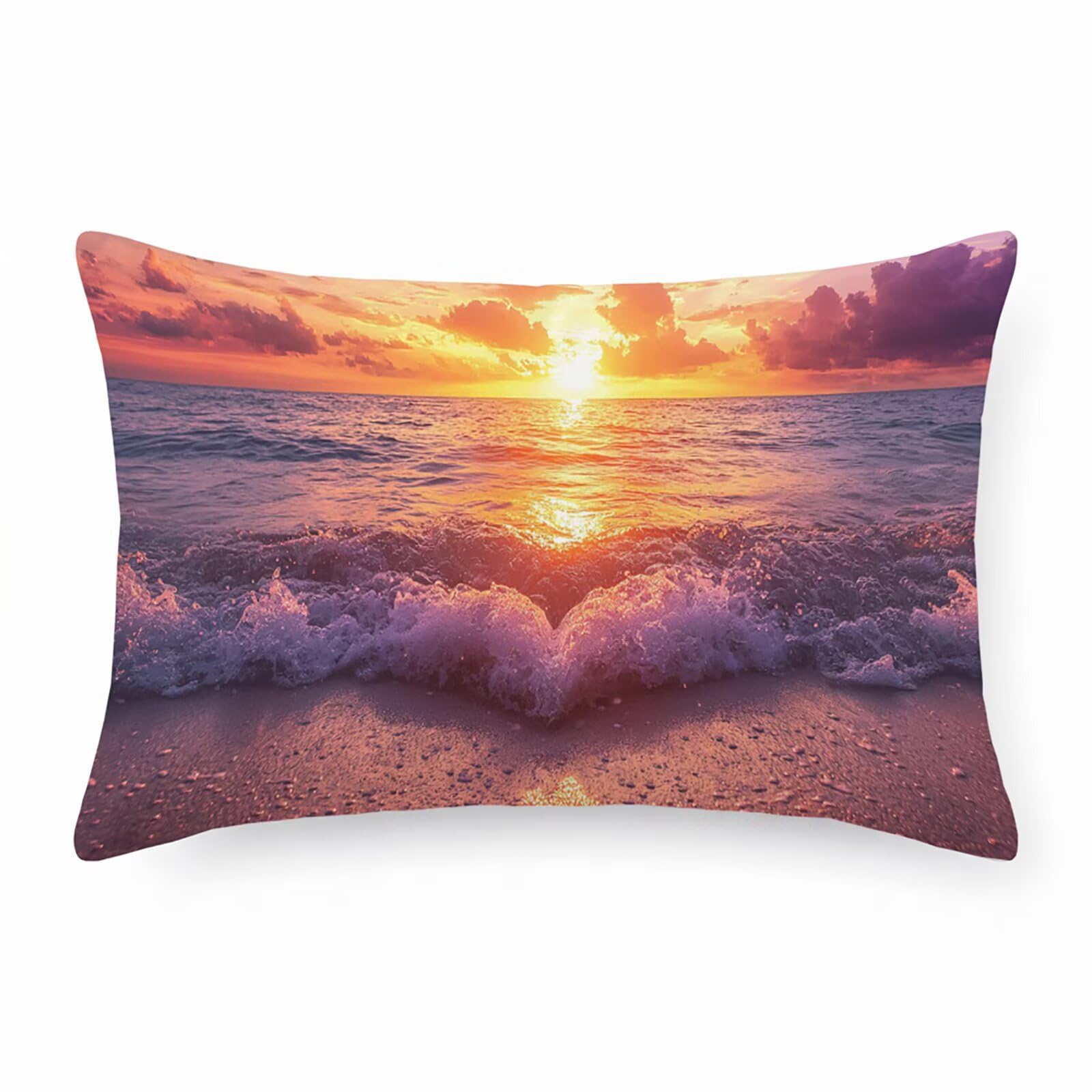 Housse coussin extérieur imperméable 40x80 en lin double face avec zip invisible