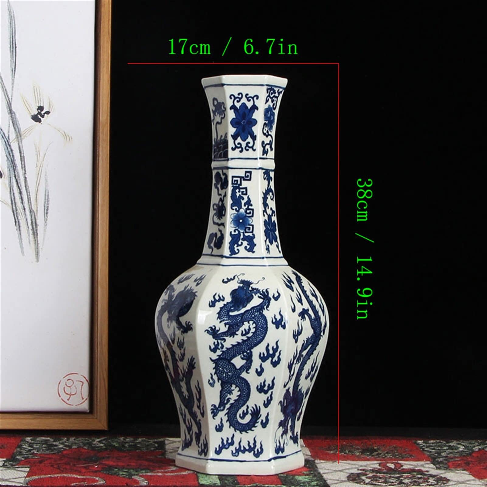 Amazon.co.jp: バーゼ セラミック花瓶14.9インチ大型磁器の装飾花瓶