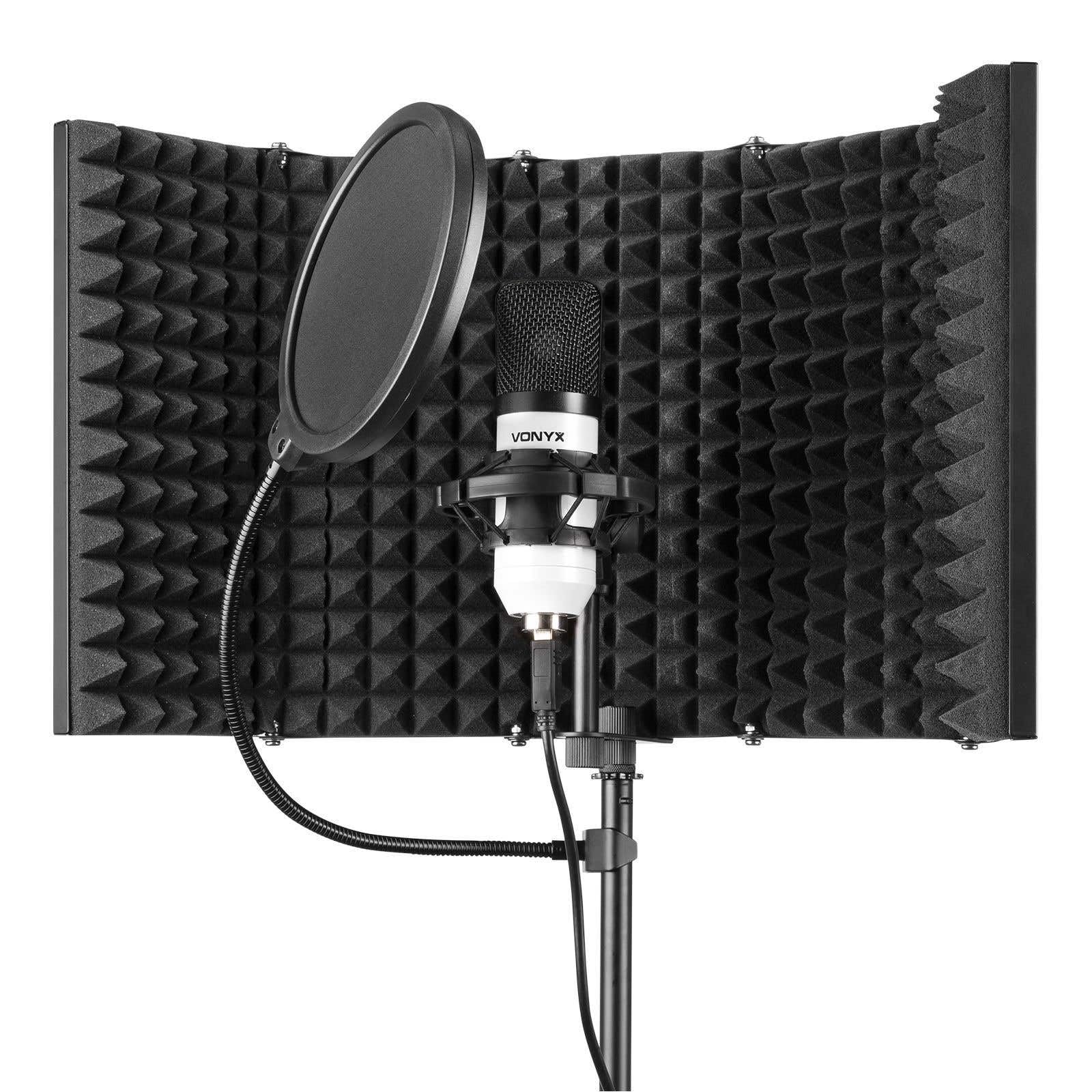 Vonyx CM300W USB Studio Mikrofon inkl. Ständer, Schallschutz, Pop-Filter - weiß