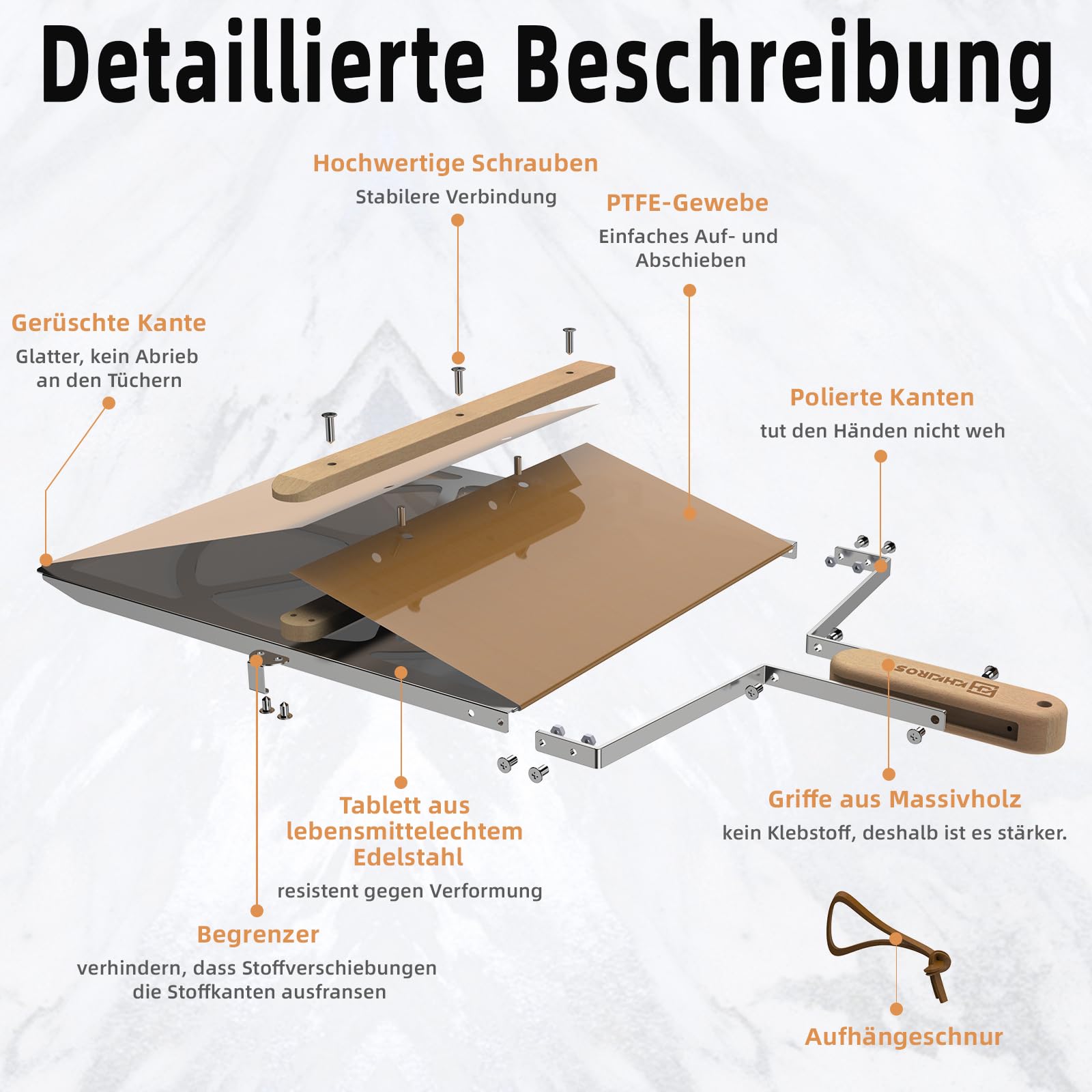 Rutschender Pizzaschieber aus Edelstahl und Holz, Antihaftbeschichteter Pizza Slider mit Massivholzgriff, 14,37" x 11,22" Pizzaschaufel, Pizzaschieber Set mit Zusätzlichen Schrauben und Ersatz-Teflon-