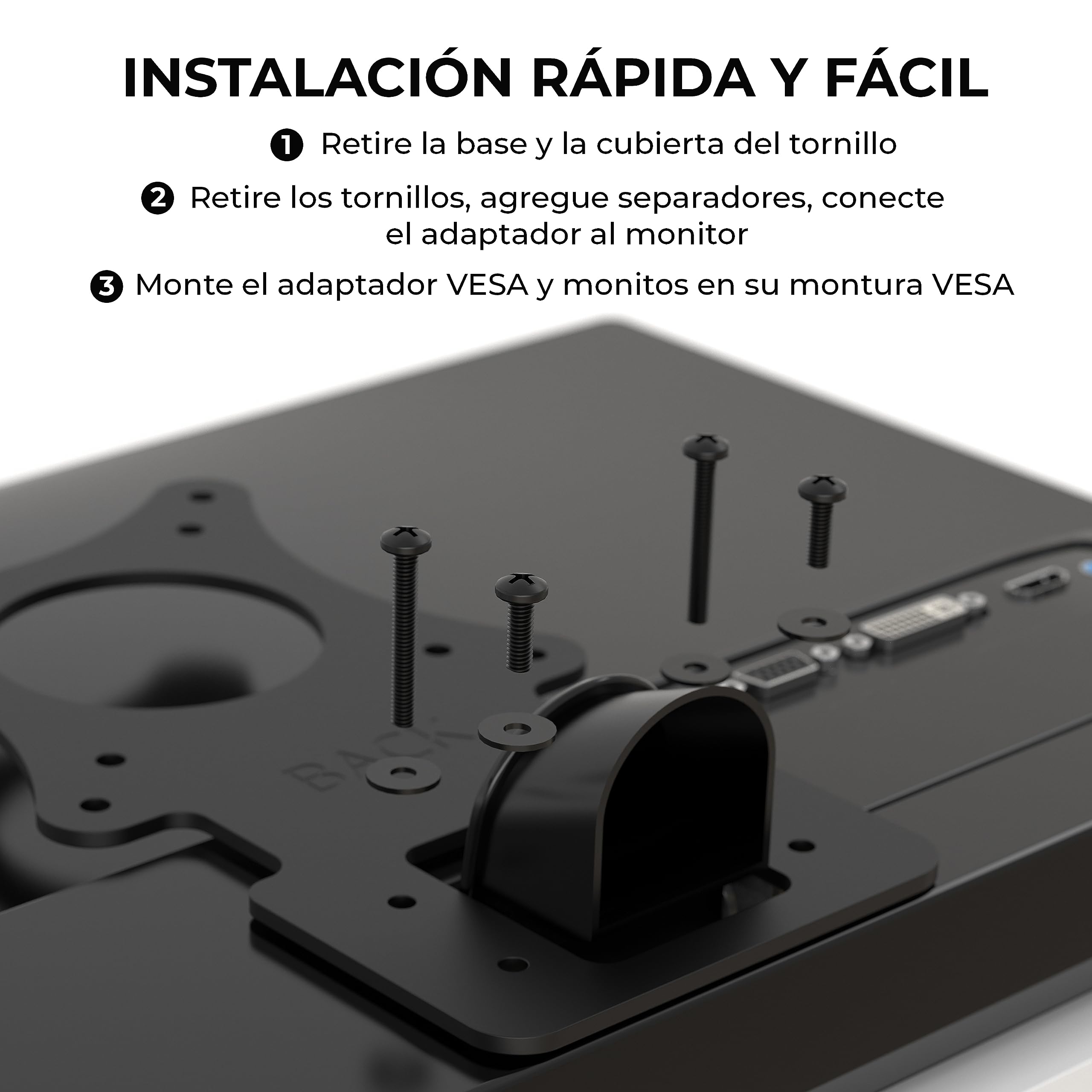 HumanCentric Adaptador de Montaje VESA para monitores LG 24MP58VQ, 24MP58VQ-P, 24MP59HT, 24MP59HT-P, 24MP60VQ, 27MP58VQ, 27MP58VQ-P, Soporte de Montaje VESA para Soporte, Brazo o Escritorio