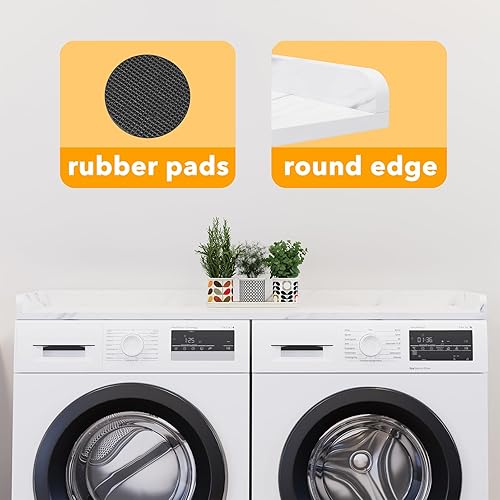 Miniatura 7 de SpaceAid Encimera para Lavadora y Secadora, Estante Superior de Madera para Lavandería con Borde, 54" de Ancho x 27.5" de Profundidad, Organizador