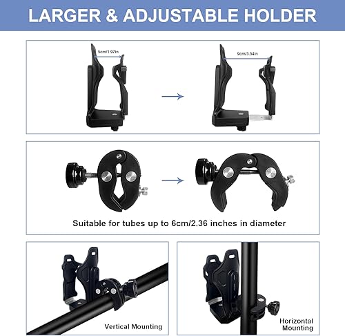 Miniatura 2 de JINKEY Portavasos mejorado para motocicleta, soporte para botella de agua para bicicleta con soporte de montaje ajustable, rotación de 360,