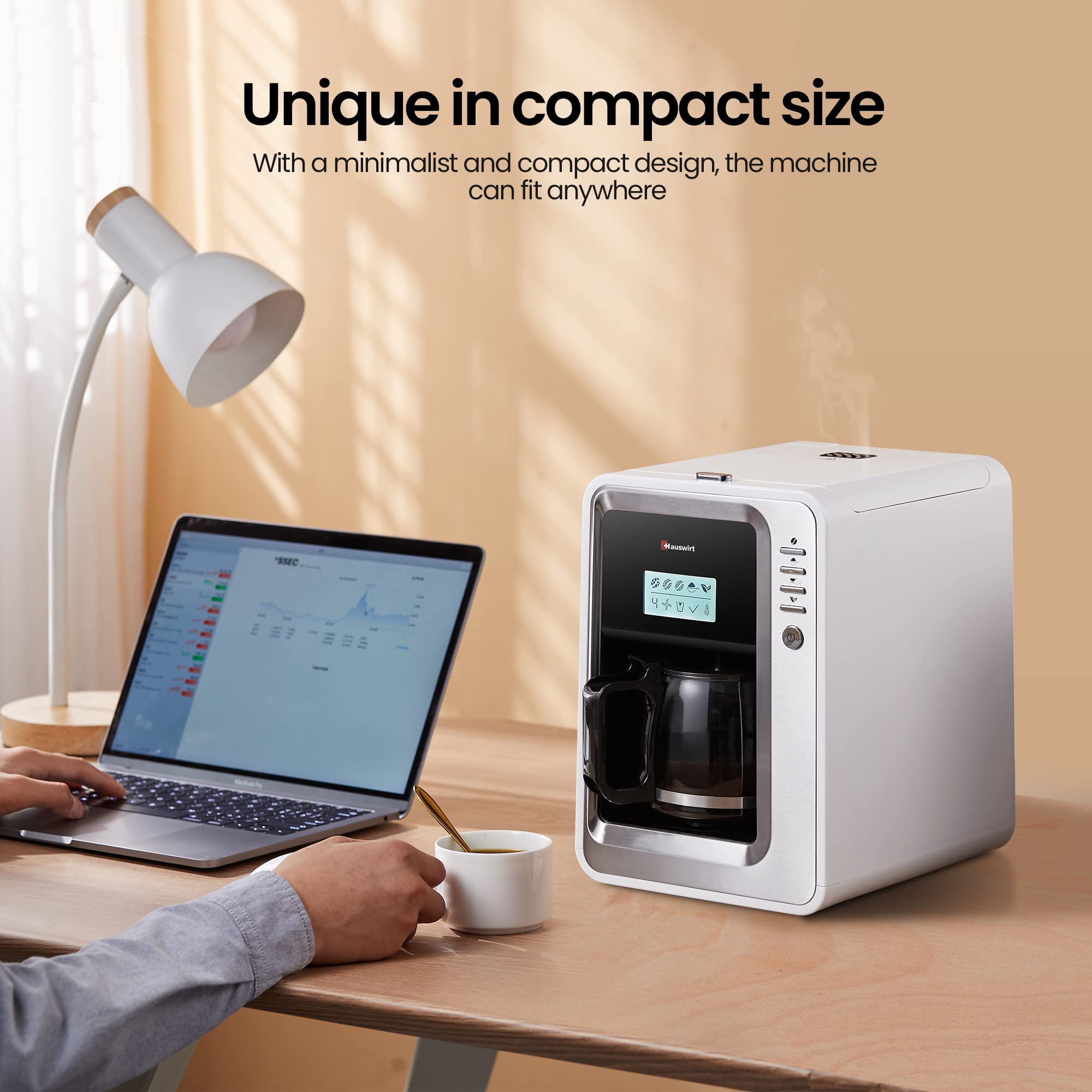 HAUSWIRT Bean to Cup Automatic Coffee Maker, Stainless Steel Filter