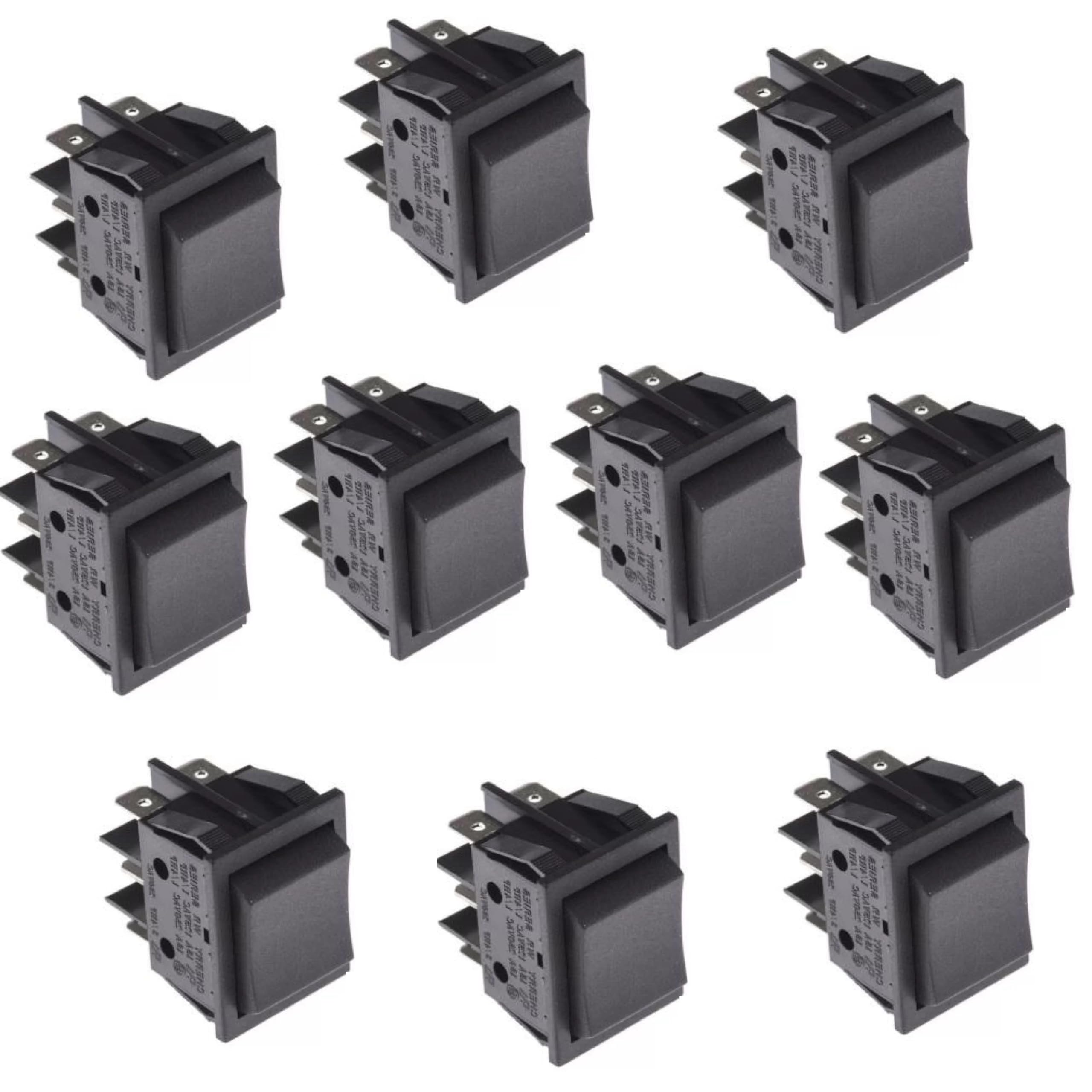 Rocker Switch 6 Pin DPDT Center Off Spring Action 6A/250V Direction Control Remote Robot For Project (Pack of 10)
