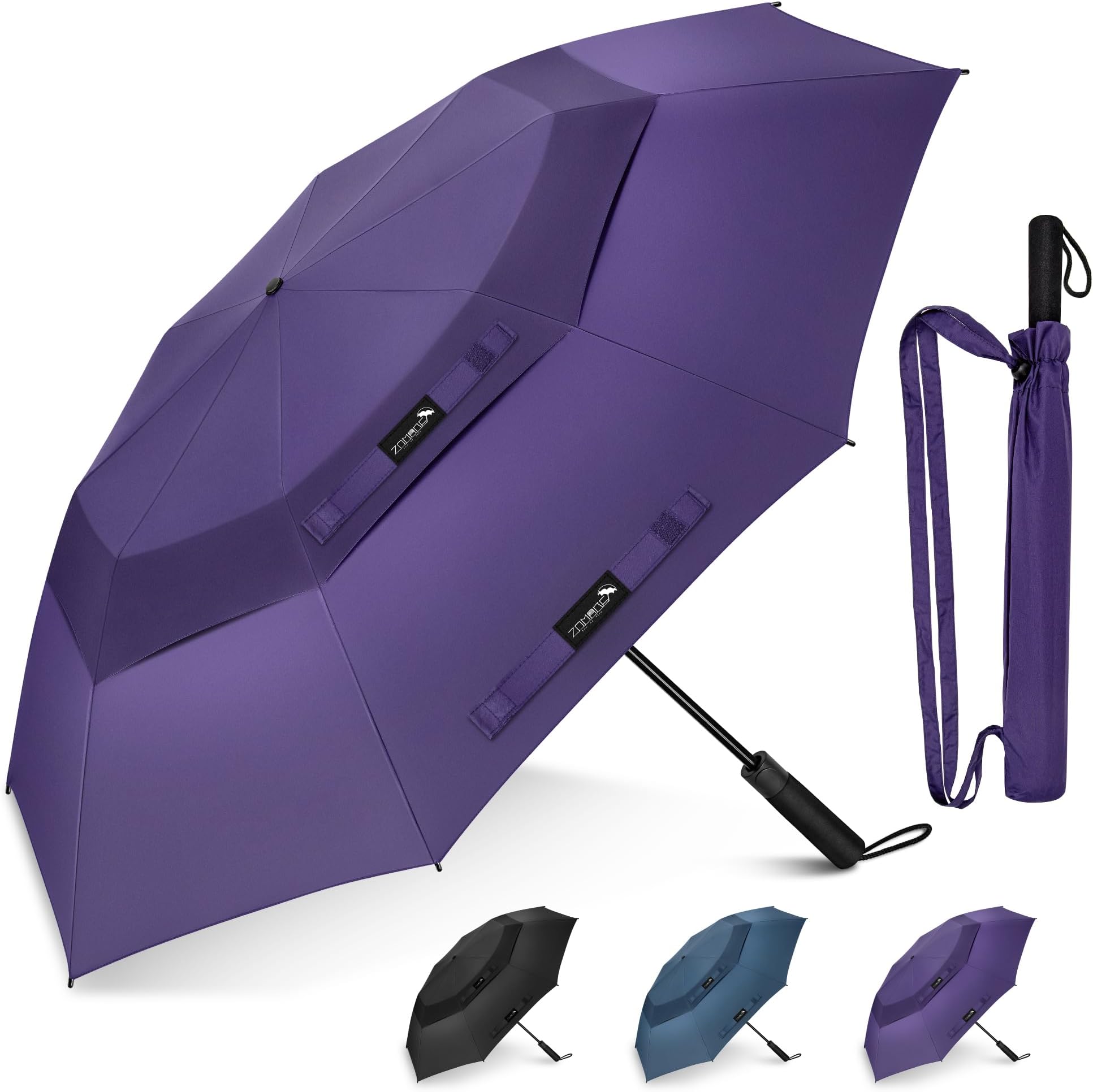 Golf Umbrella Windproof and Rainproof 54/62in, Compact Large Umbrella, Big Folding Golfing Brolly Windproof Strong Double Canopy Unbreakable for Men Women