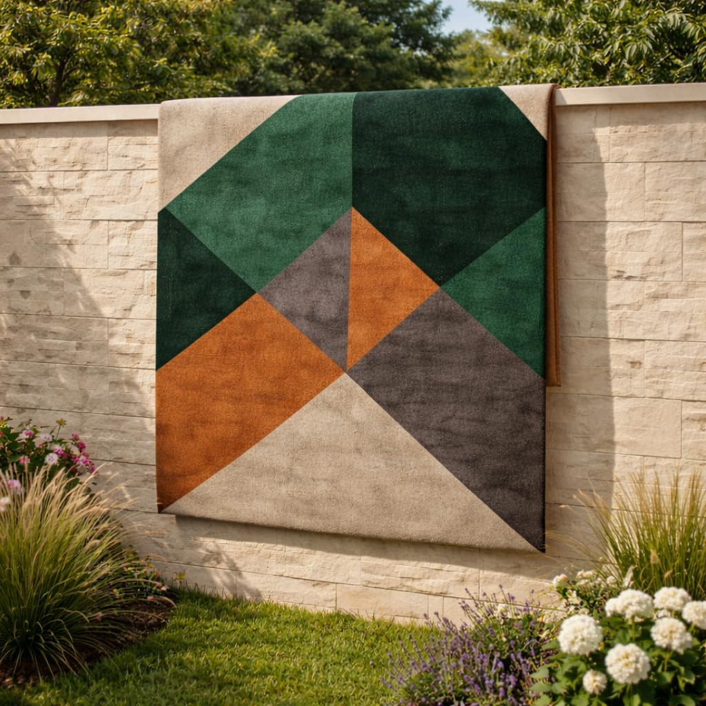 Hand-Tufted Wool Area Rug 7x10, Multicolor Geometric Modern Carpet for Living Room Bedroom, Soft Durable Decorative Floor Rug