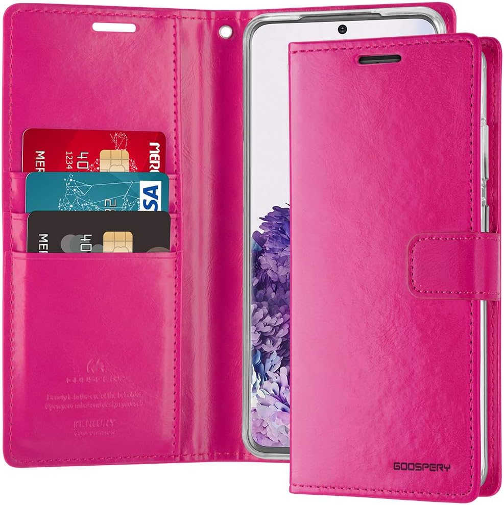 GOOSPERY Blue Moon Wallet for Samsung Galaxy S20 Plus Case (2020) Leather Stand Flip Cover (Hot Pink)