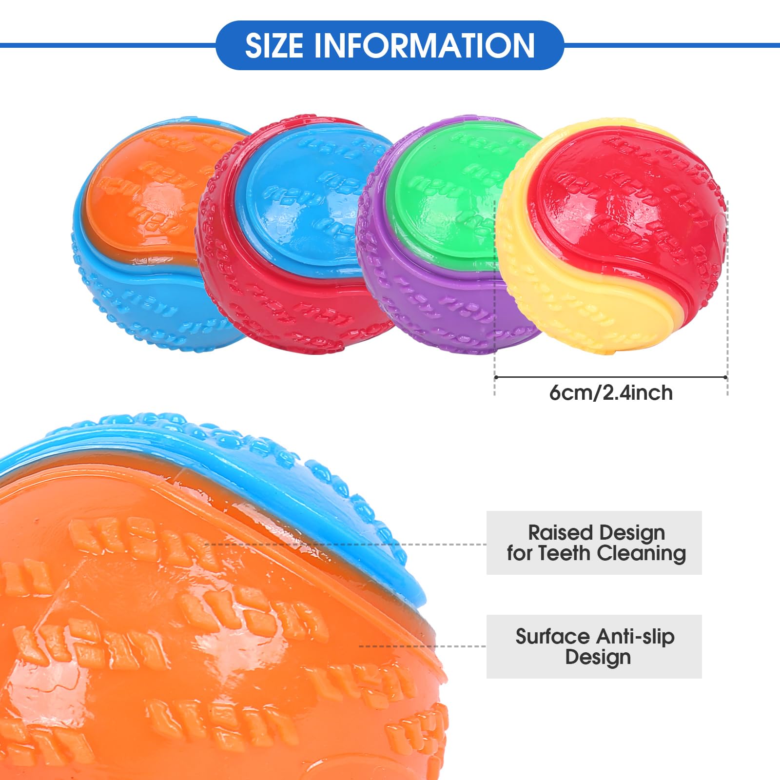 Giocattoli Per Cani Che Scricchiolano - Set Da 6 Palline In Lattice Morbido - Foto 3