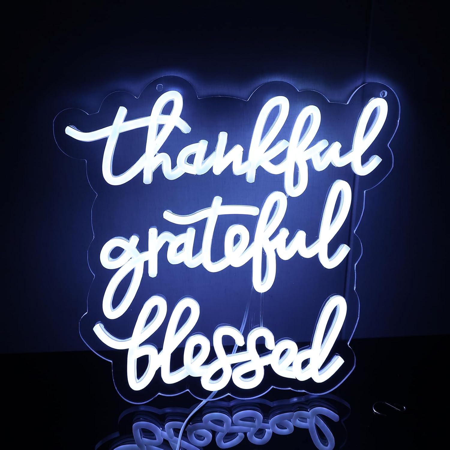 Thankful Grateful Blessed Neon Sign for Wall Decor, Dimmable Thanksgiving Letter Neon Lights for Office, Living Room, Kitchen, Bedroom, Bath, or Entryway,Christmas Birthday Gift12.4 * 12.2Inch