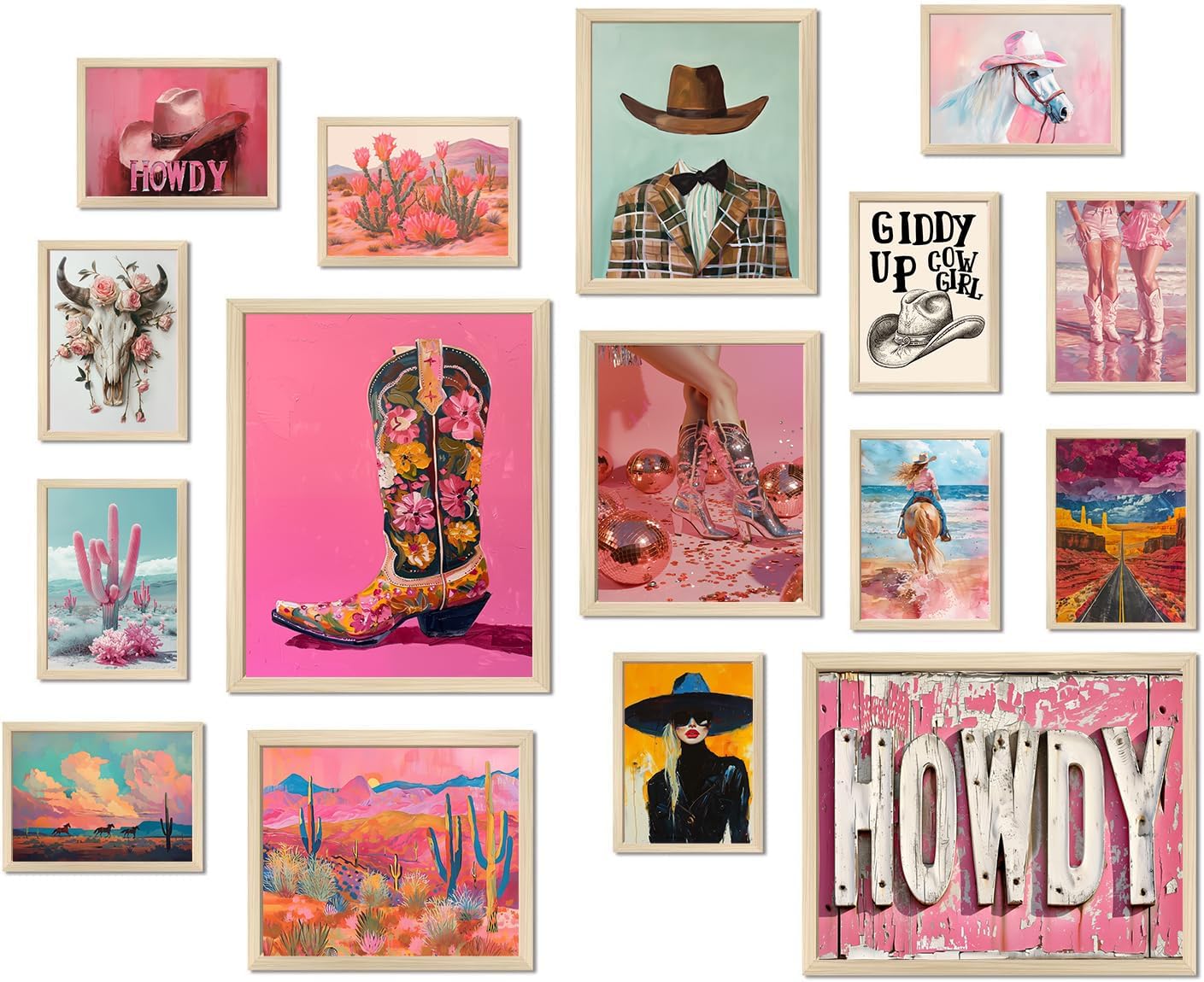 Cowgirl Wall Decor-16 Pieces Unframmed
