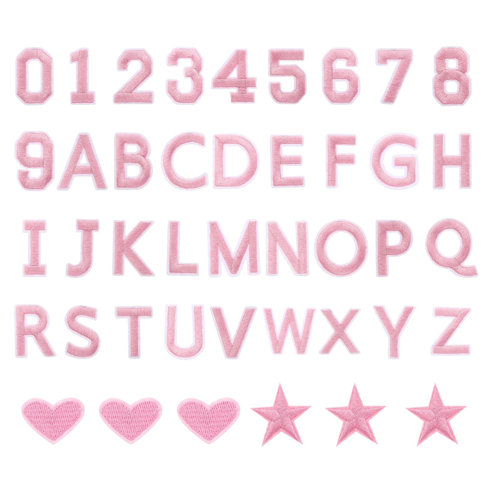 sourcing map 78 Pcs Iron on Letters and Numbers, 1.6 Inch A-Z Letter Patches and 0-9 Number Patches for Clothing Pink Iron on Numbers Small Embroidered Patches for Jacket Clothes Hat Sock DIY