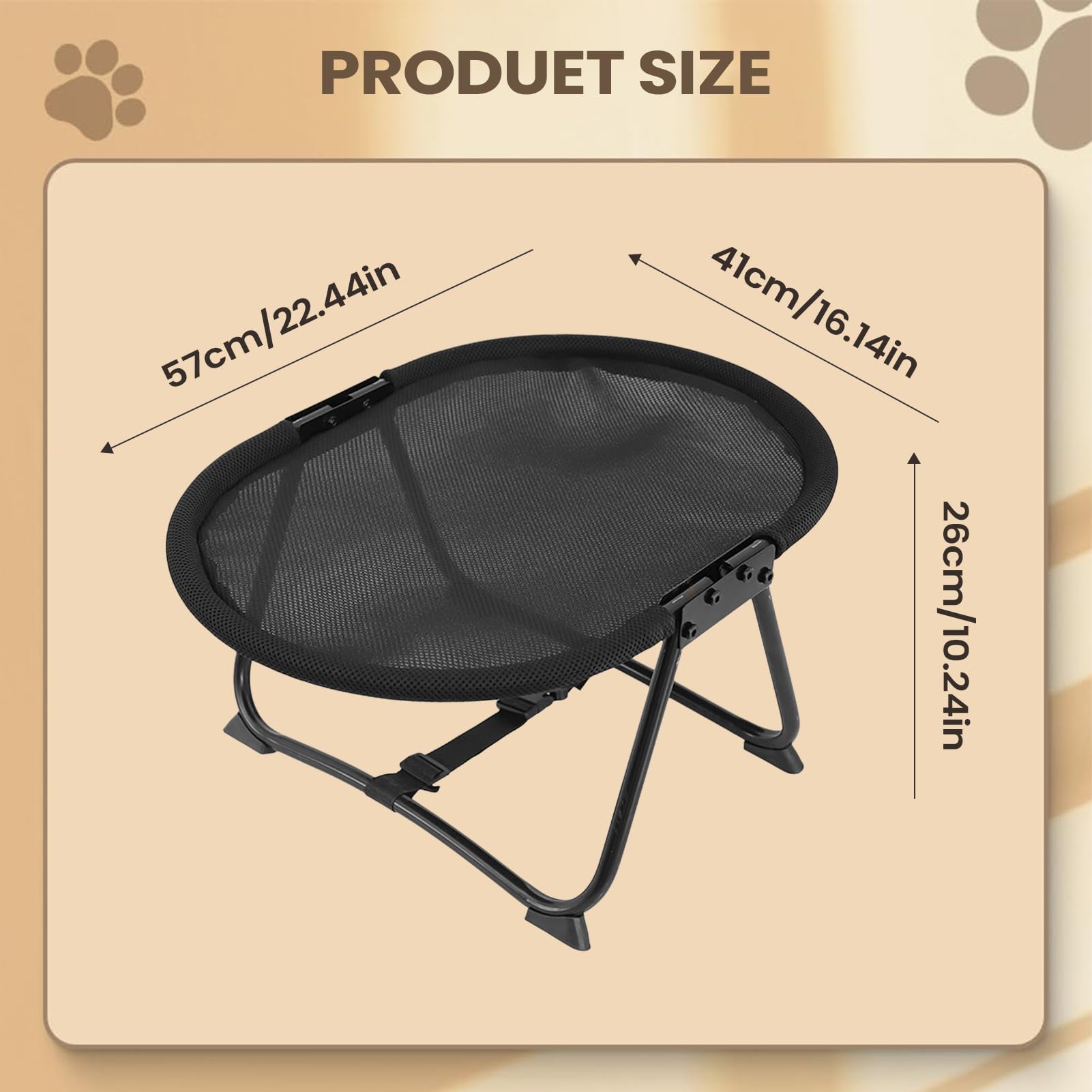 Cama para Perros Elevada Portátil Plegable Lavable y Antideslizante | 57 x 41 x 26 cm Cama Para Perros De Exterior Para Mascotas, Gatos, , Cachorros, Dormir, Descansar Y Acampar Al Aire Libre