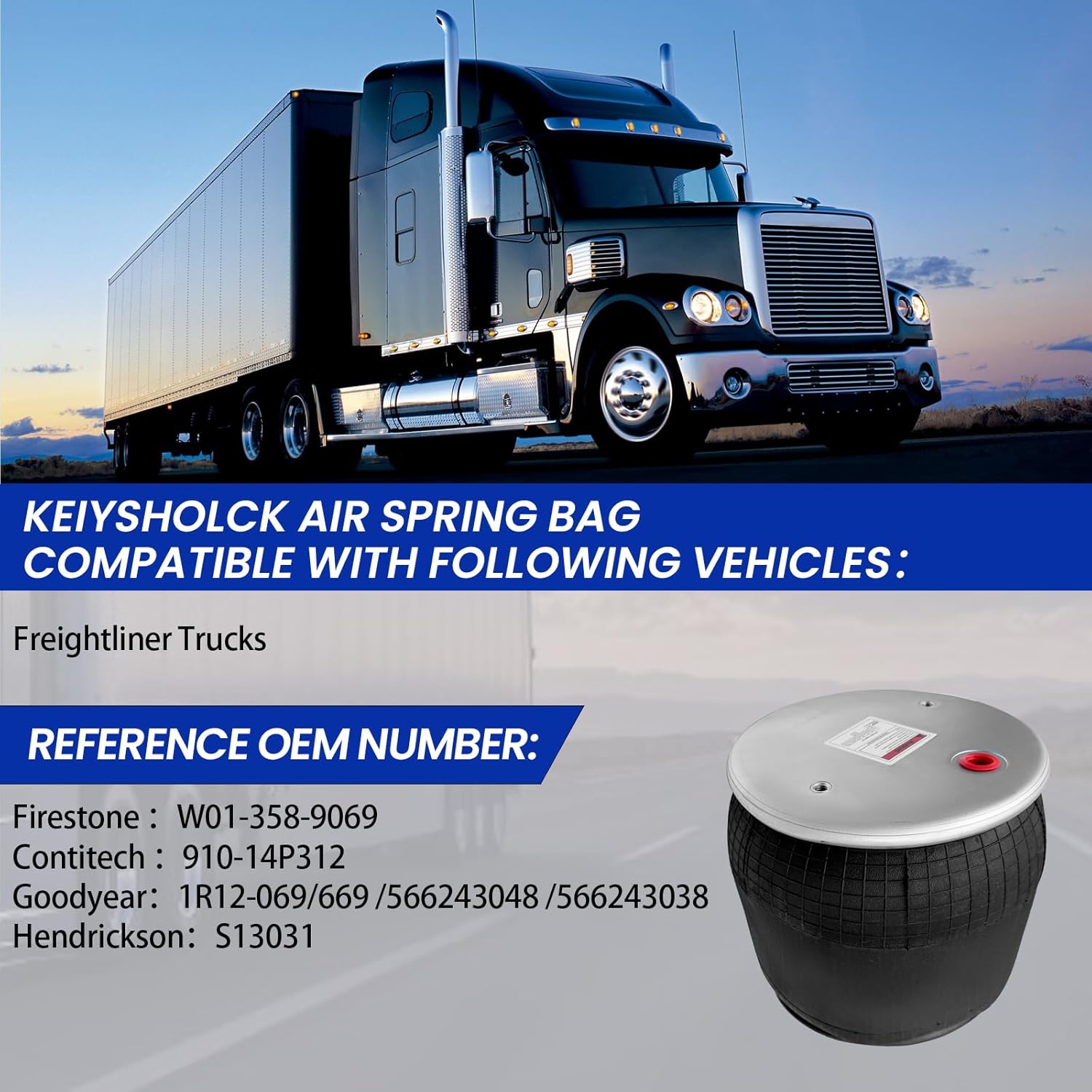 Air Spring Bag Compatible with Freightliner Trucks OEM Replace W01-358-9069 910-14P312 1R12-069 669 566243048 566243038 S13031