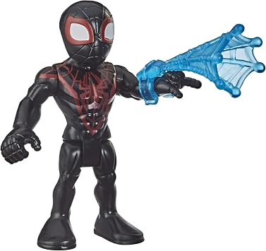 Super Hero Adventures Playskool Heroes Marvel Collectible 5-Inch Miles Morales Action Figure Toy with Web Accessory, Kids Ages 3 and Up