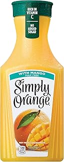 Simply Orange w/ Mango, 52 fl oz, 100% Juice Blend, Pulp Free, Orange Juice w/ Mango Juice
