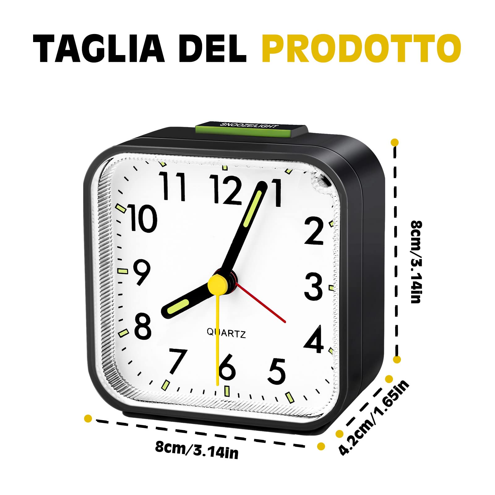 Sveglia Analogica Silenziosa Ricaricabile Con Luce Notturna – Modello In Metallo Senza Ticchettio, Perfetta Per Camera Da Letto, Comodino E Ufficio