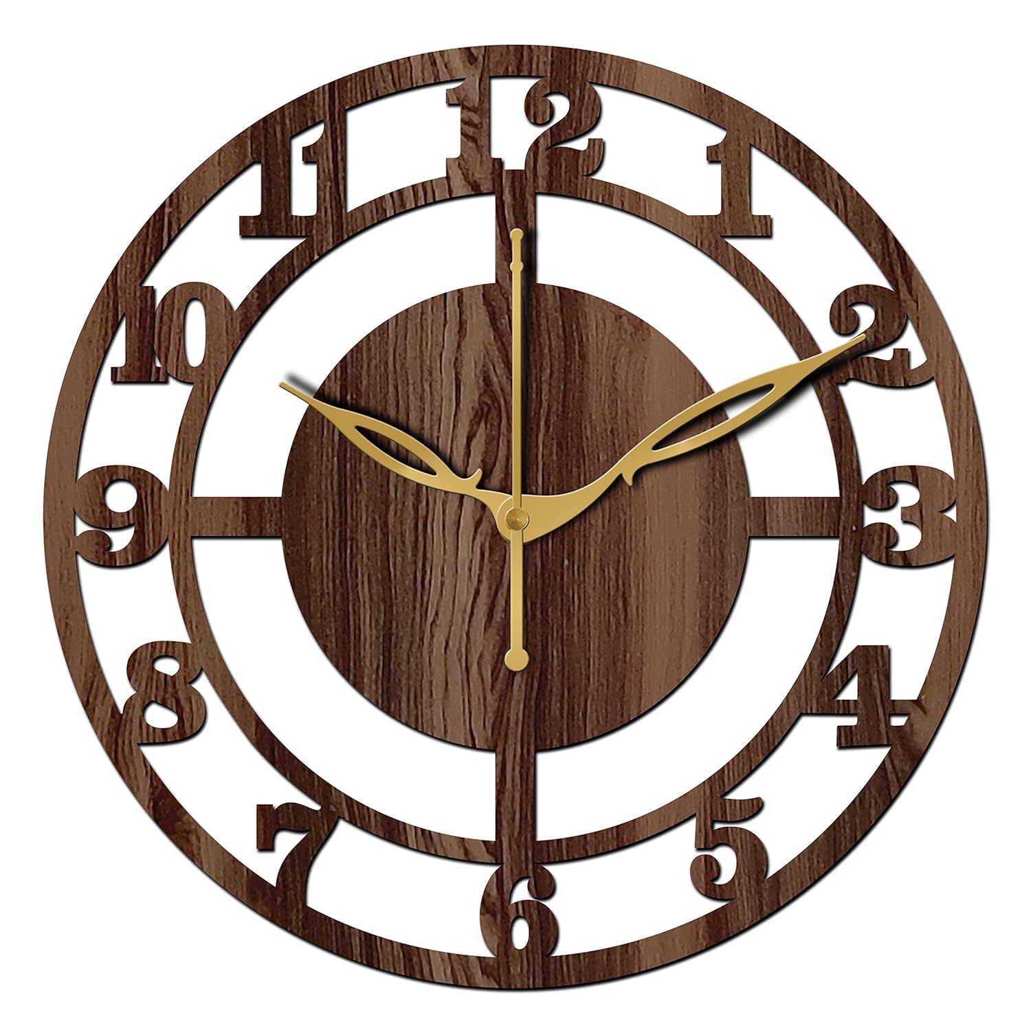 SKYVILLA 12 Inch Wooden MDF Analog Wall Clock English Numerals | Silent Quartz Movement | Lightweight Without Glass Design for Home Living Room, Offices 1