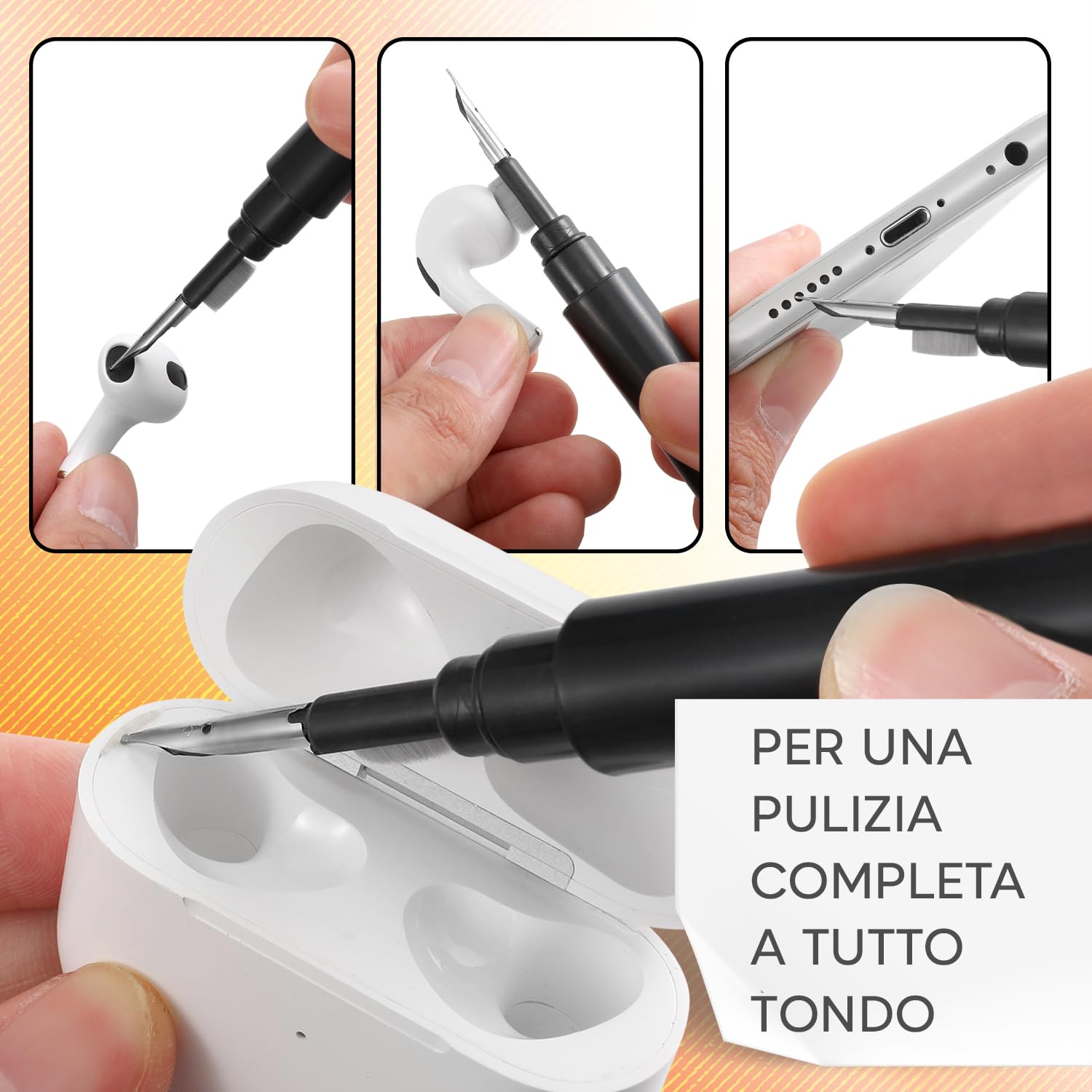 Set pulizia per l'elettronica I Adatto per AirPods, telefono cellulare, smartphone, cuffie, fotocamera, ecc.- Kit pulizia airpods con argilla detergente, penna detergente e panno in microfibra