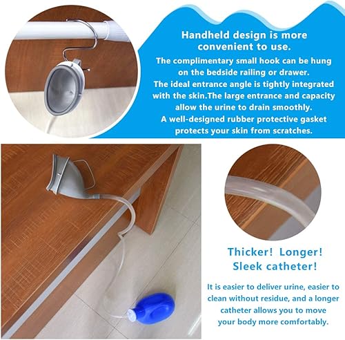 Miniatura 4 de Urinarios para mujeres Orinales femeninos portátiles Dispositivo de micción para damas 67.6 fl oz Taza de orina de gran capacidad para ancianos