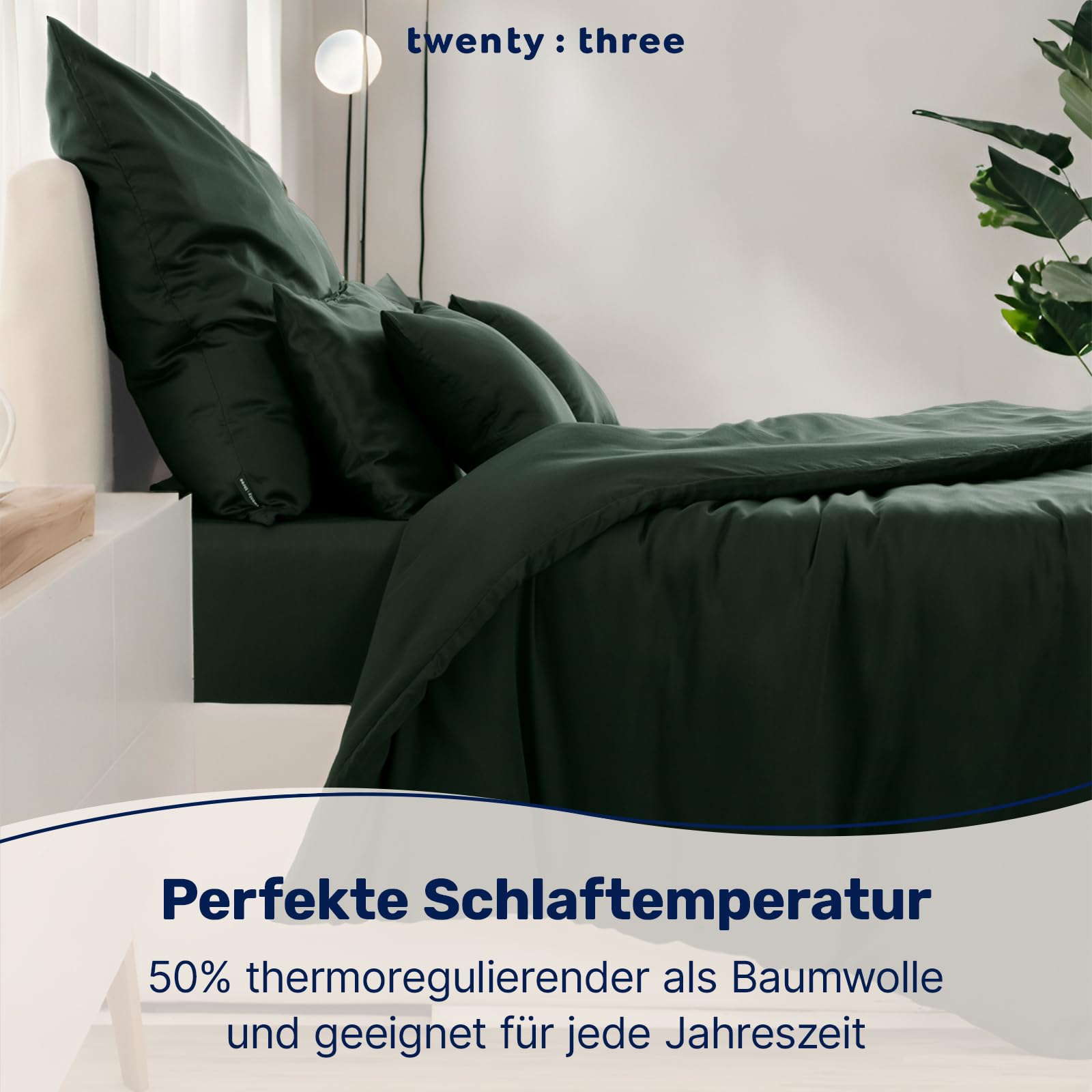twenty:three Lyocell Deckenbezug 135x200 Forest Green - 100% Tencel - Gewonnen aus Eukalyptus - Hochwertig - Nachhaltig - Atmungsaktiv - Luxus - Hypoallergen
