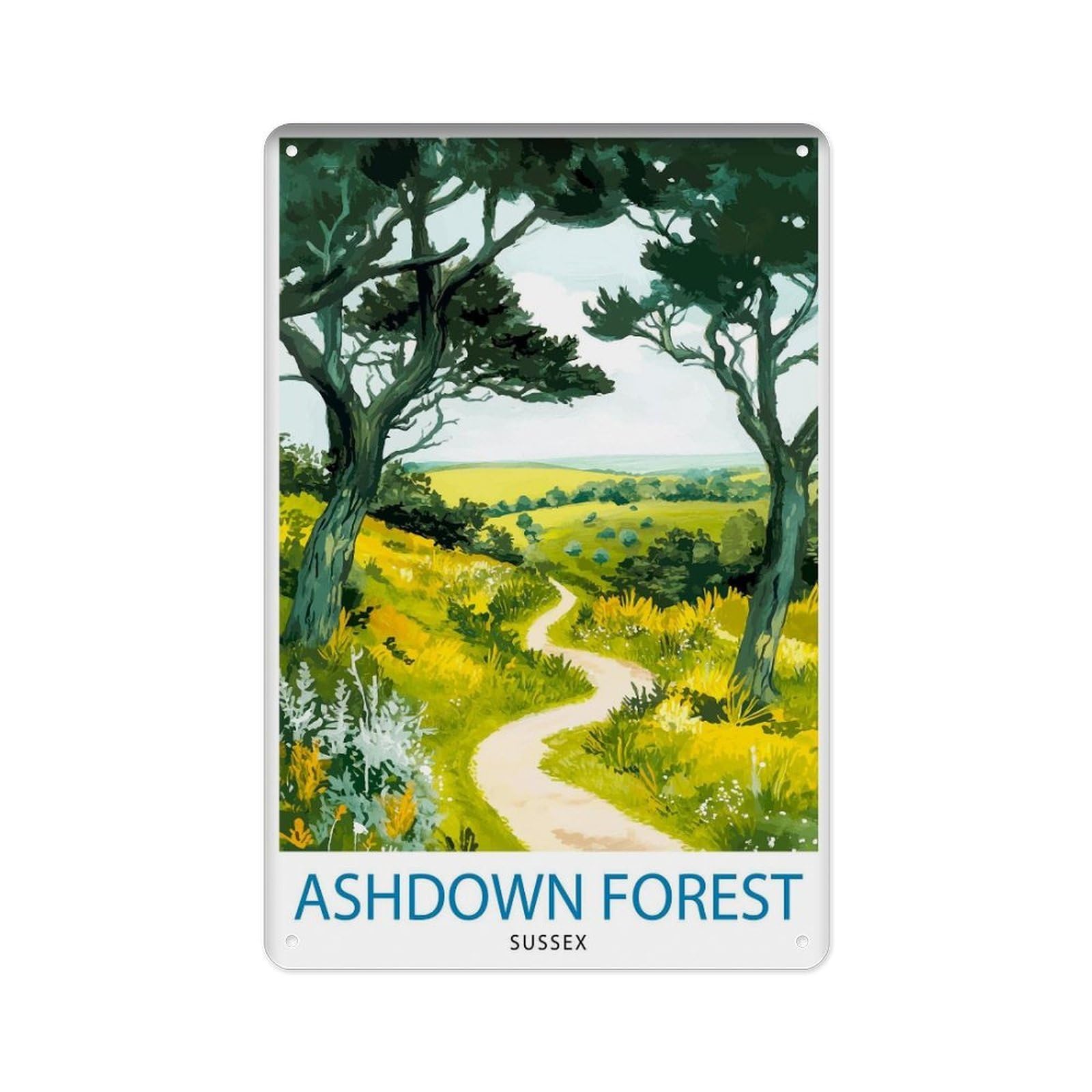 peiyeety Metal Tin Sign Ashenwald Travel Poster Wall Decor, Ashenwald Scenery, Home Decor, Sussex, Gift, Art Enthusiasts, Beautiful Scenes 8 X 12 Inch