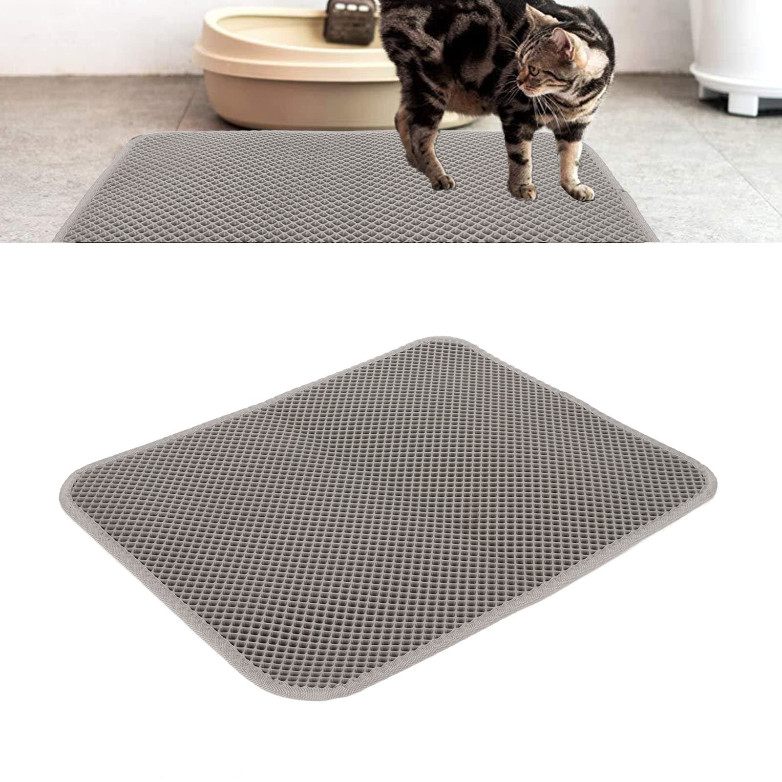 Tappetino per Lettiera per Gatti Tappetino per Lettiera Impermeabile in Eva a Doppio Strato di Grandi Dimensioni per Gattini 1 unità (Gray)