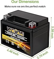 Vista 3 de Weize YTX4L-BS - Batería de motocicleta sellada recargable de alto rendimiento compatible con Polaris Scrambler, Sportsman 90, Honda Scooters NQ50