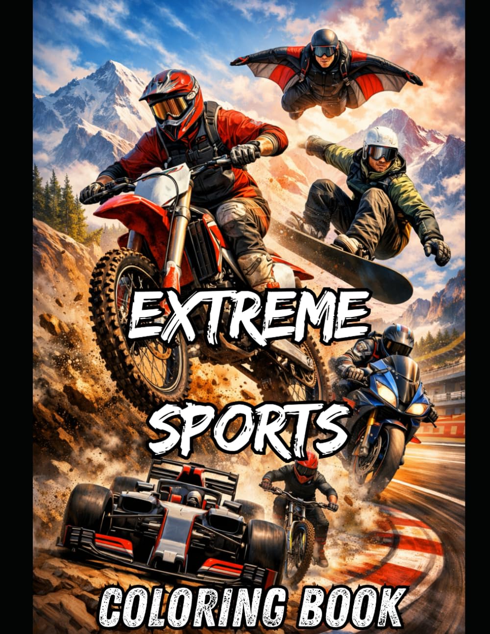 Extreme Sports Action Coloring Book | High-Adrenaline Scenes