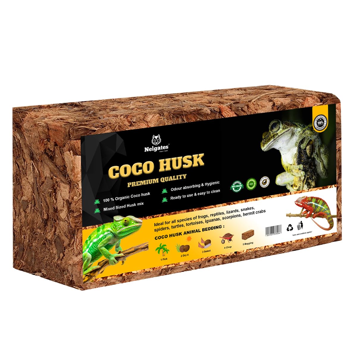 Coconut Husk for Reptiles Bedding 650g Organic Coco Coir Chips Terrarium Substrate for Ball Python Frog Snake Gecko Hermit Crab Tortoise-image-7