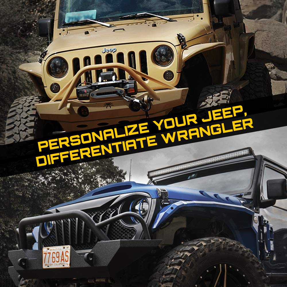 Xprite Kit di chiusura per cofano in alluminio per Jeep Wrangler JK JKU 2007-2018 e 2018-2021 Jeep Wrangler JL JLU Gladiator JT - Coppia