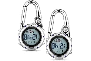 Misdary Clip On Watches for Men - 2 Pack Digital Pocket Watch Carabiner Watch