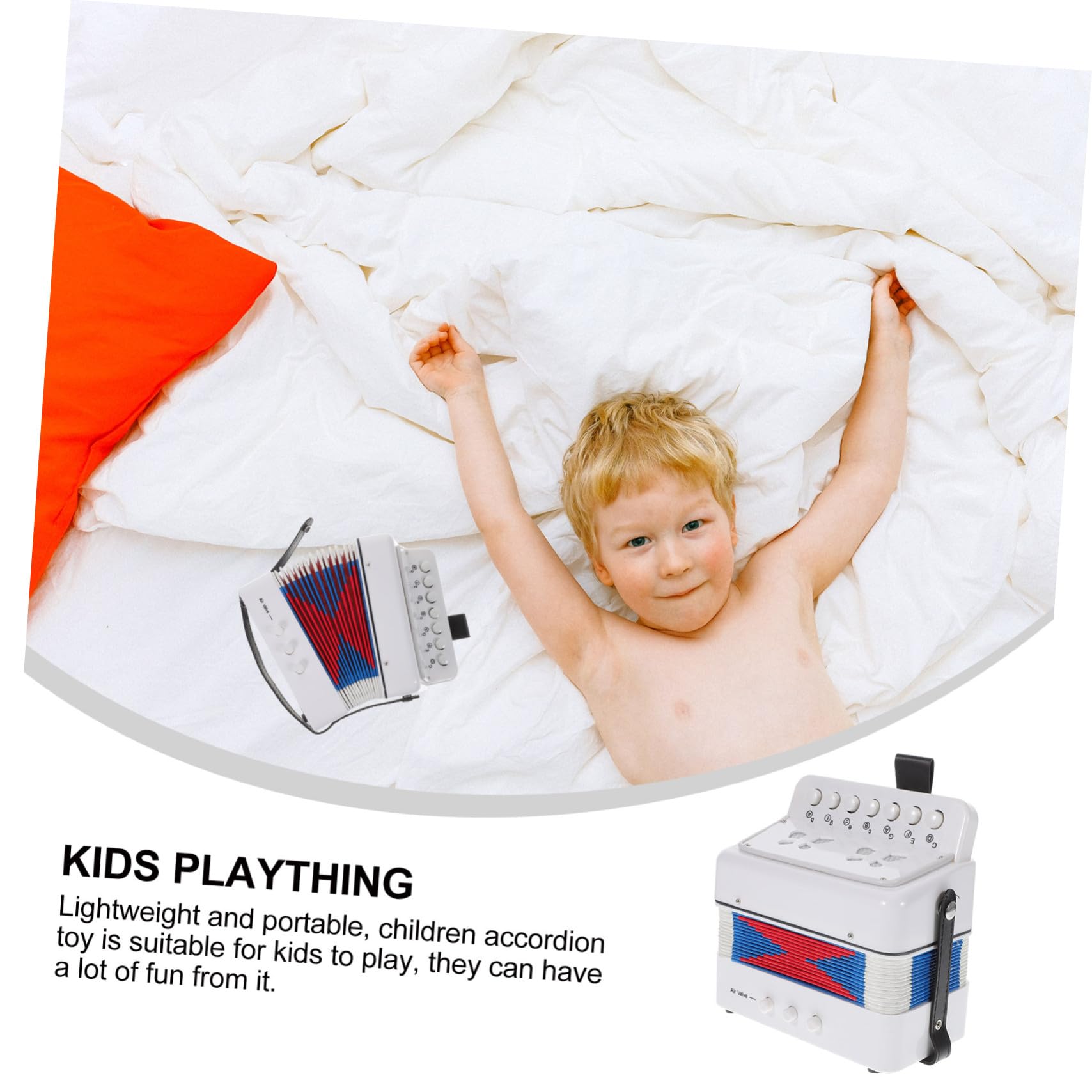 Fisarmonica Educativa per Bambini, 7 Tasti, Abs Bianco | Strumento Leggero, Allenamento Manuale, per Kids, Organetto da Apprendimento Uso Iniziale