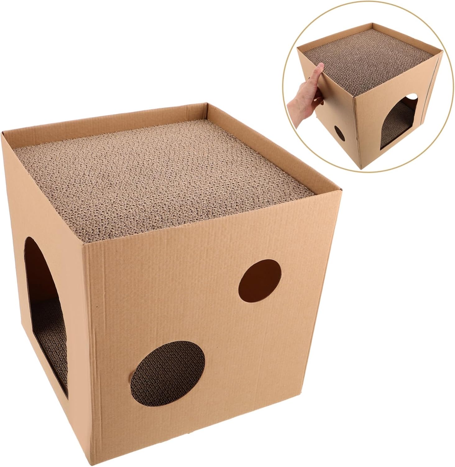 Sosoport Cat Scratch Pad Replacement Bed Square Cardboard Scratching Board Cozy Nest for Feline Relaxation