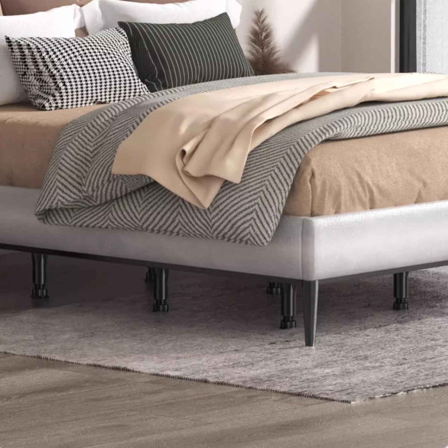 Tuklye 4PCS Adjustable Bed Support Legs, Black, Plastic, Round, 7.1" 13.4", For Bed Frame, Cabinet and Wooden Furniture