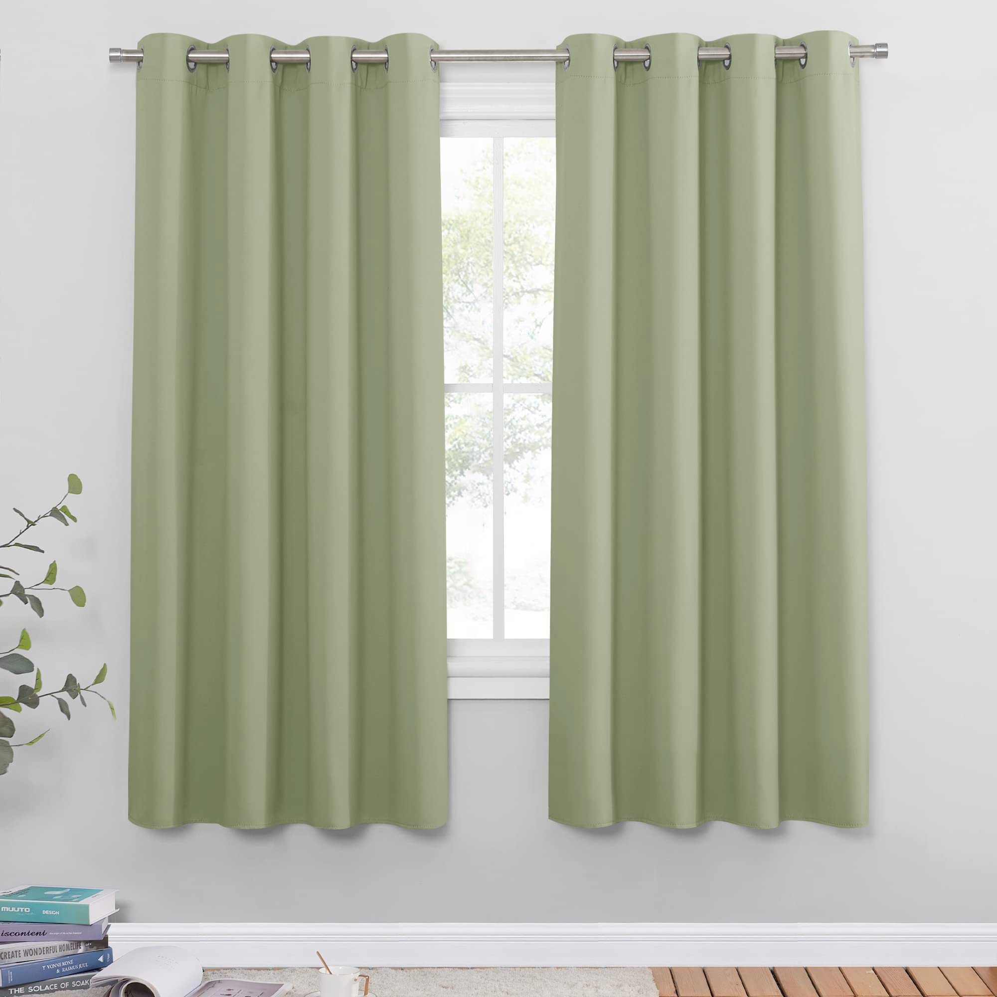 PONY DANCE Tende Cameretta Bambini - Tende Soggiorno Moderne 2 Pezzi L 140 x A 175 cm Tende per Interni Tende Termiche con Anelli Tenda Oscurante da Interno, Chartreuse