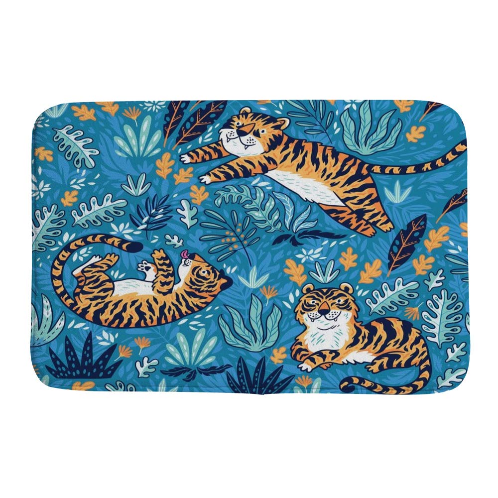 Paillasson tigre orange grand format 36x24 lavable pour entrée propre