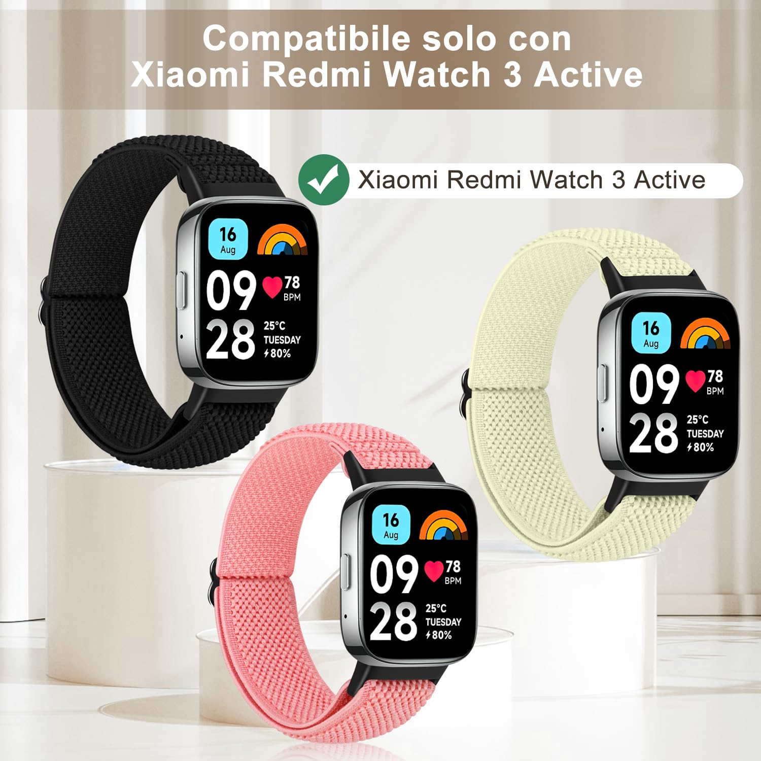 SHIJZWD Fascia elastica per orologio compatibile con Xiaomi Redmi Watch 3 Active, cinturino di ricambio in nylon per orologio sportivo compatibile con Xiaomi Redmi Watch 3 Active