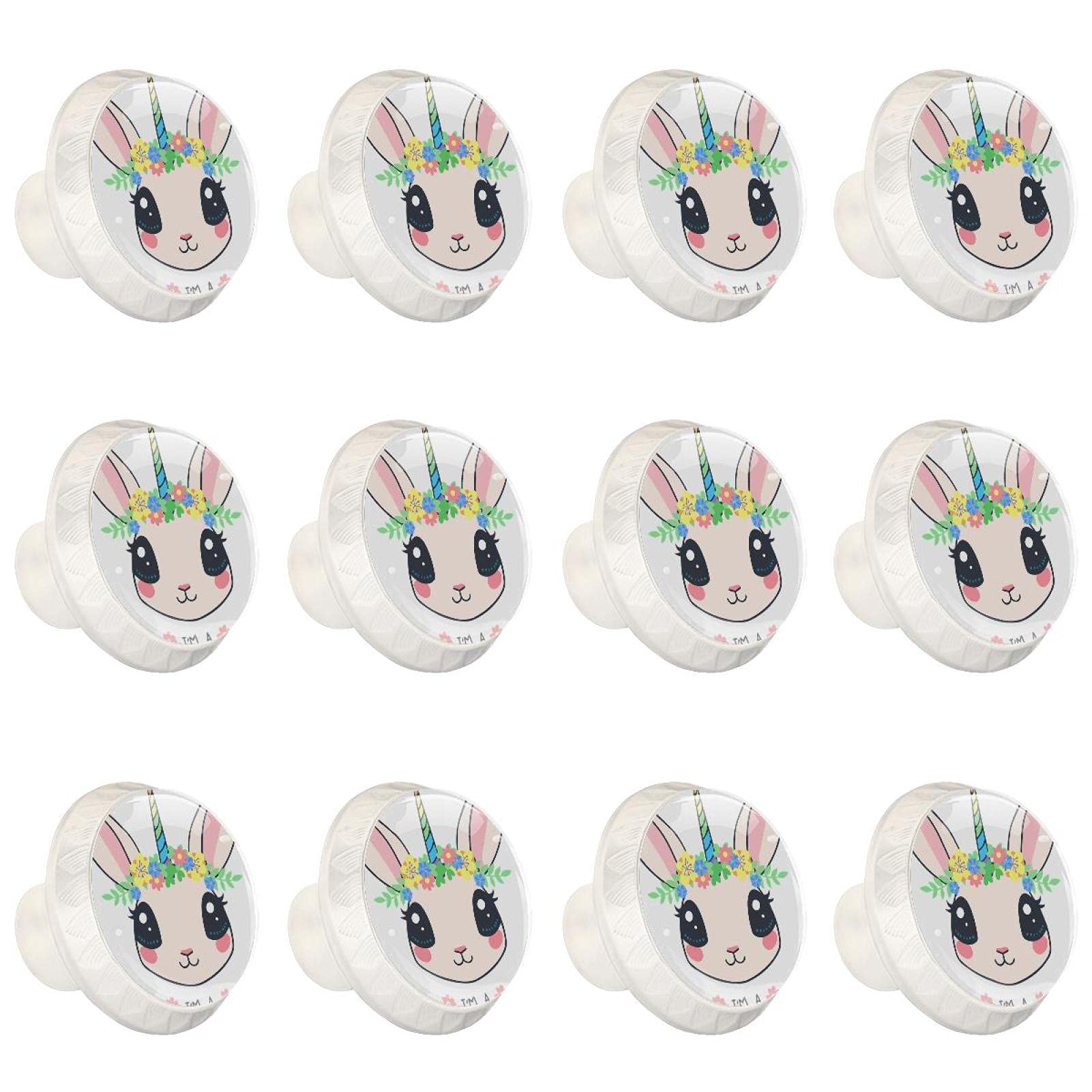 Boutons d'armoires de cuisine ronds et ludiques poignée lapin licorne de placard