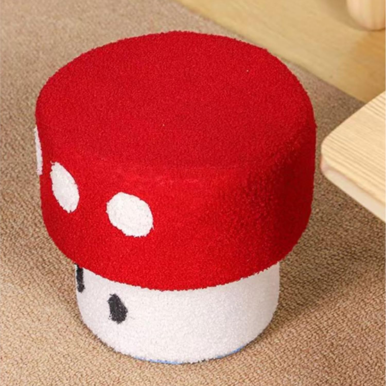 スツール オットマン寝室に適用 キノコ型のフットスツール。柔らかく快適なプラッシュ表面。 椅子 足置き1人掛け