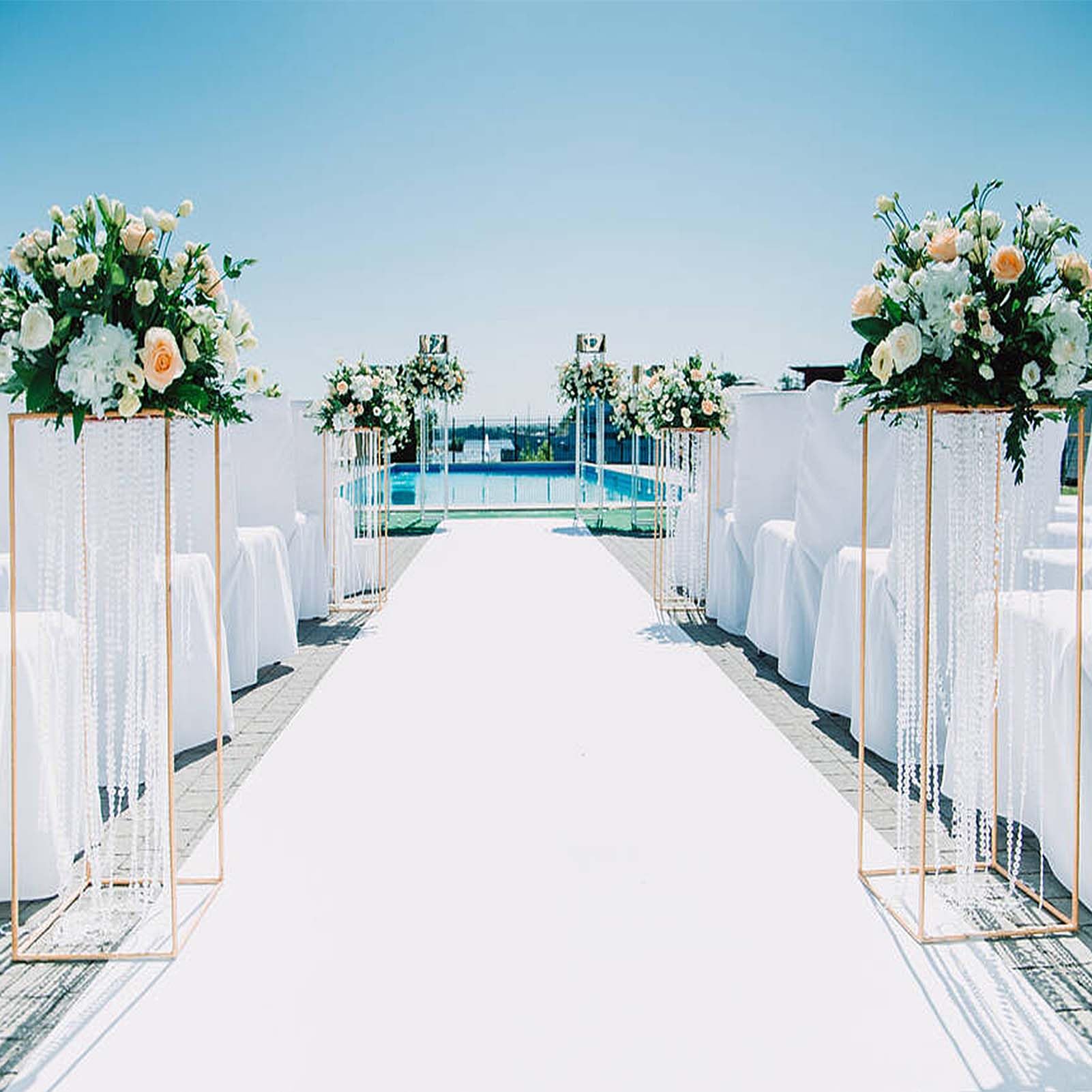 Chemin d'Allée pour Cérémonie de Mariage Largeur 1m/1.2m Chemin d'Allée Blanc pour Décorations d'Eglise de Mariage en Plein Air (Blanc)