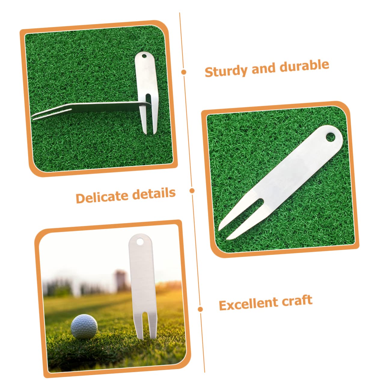 VANZACK Golfgabel Golf-Divot-Tools Pitchgabel Hotfix-Tool Golfplatzpflege Golfplatzreparatur Golfzubehör professionelle Golfwerkzeuge personalisiertes Divot-Tool Rostfreier Stahl