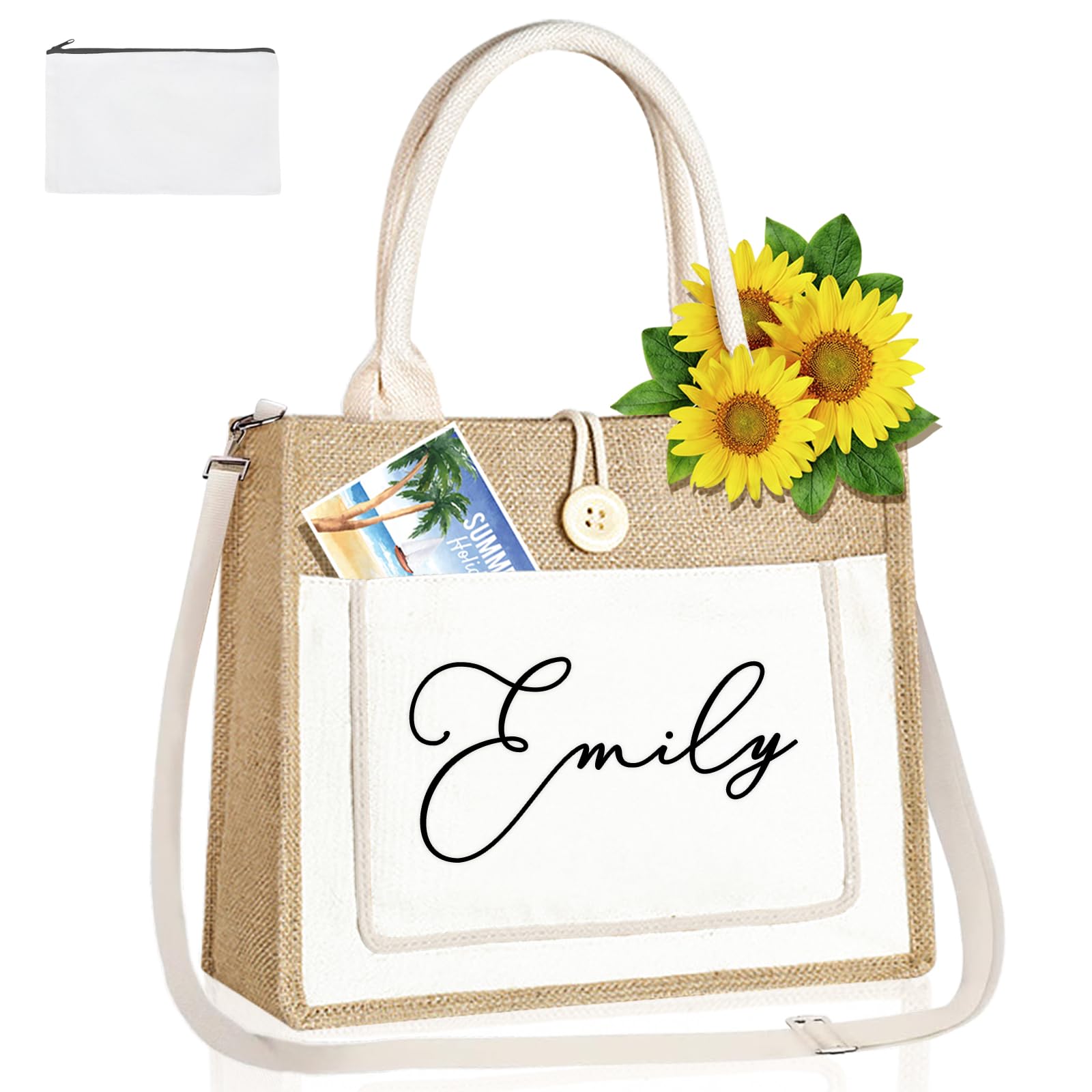 Teacher Personalized Burlap Tote Bags Large Jute Bag With White