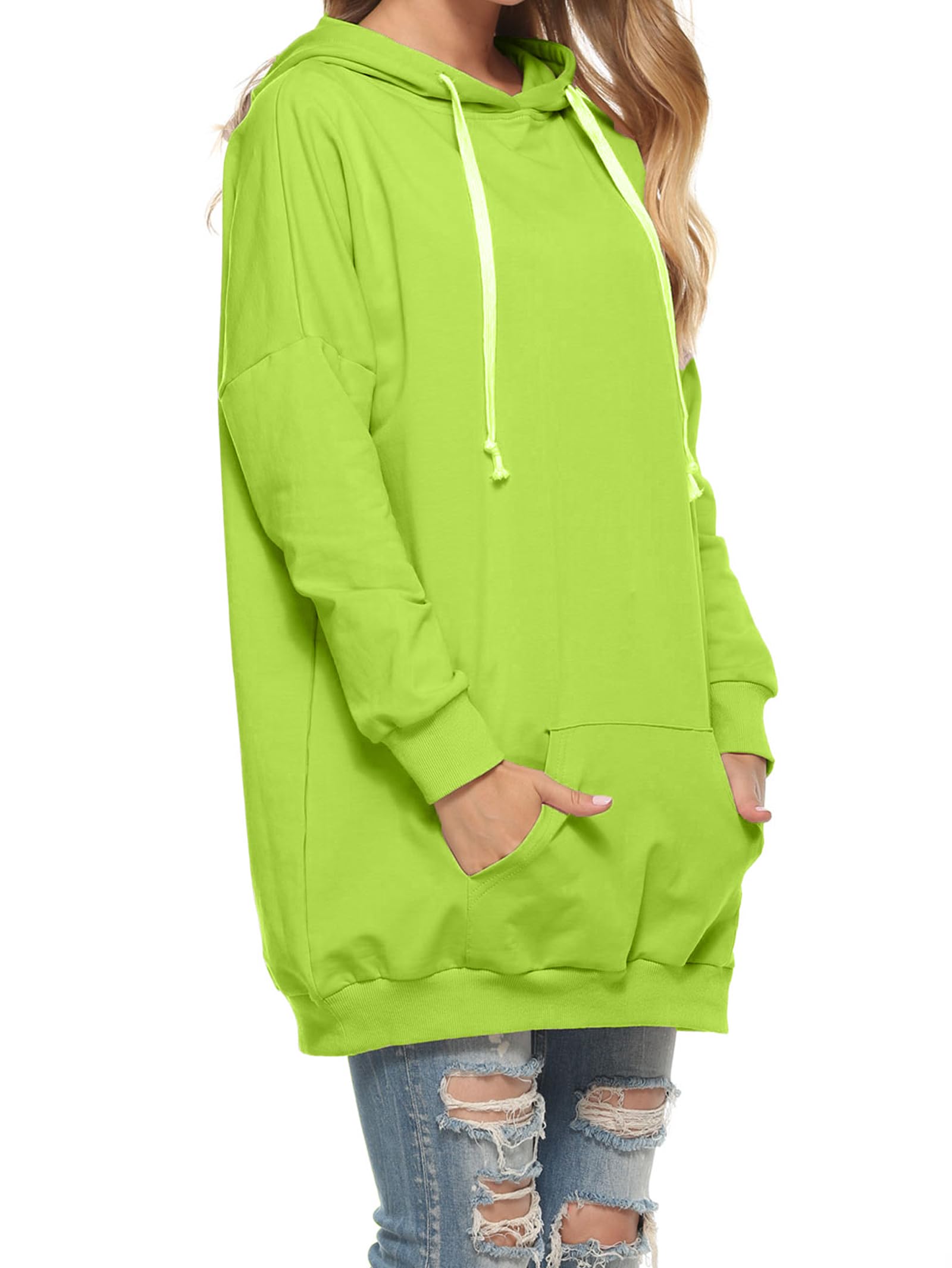 Famulily Sweat à Capuche surdimensionné Extra Long avec Poches pour Femme