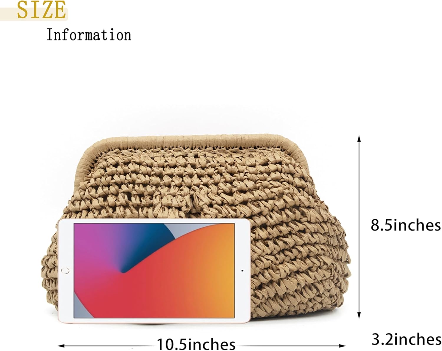 Straw Clutch Purses for Women Summer Beach Purse for Vacation Woven Clutch Dumpling Bag Wicker Crossbody Purse