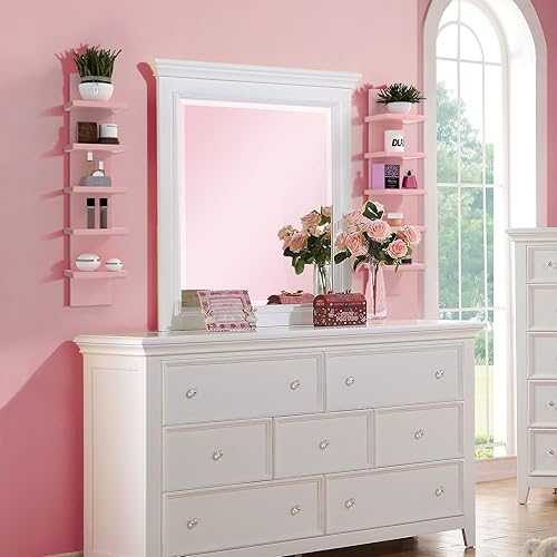 Miniatura 6 de Estantes de pared de 5 niveles en rosa, estante de columna vertical flotante, organizador de almacenamiento para decoración del hogar, diseño de