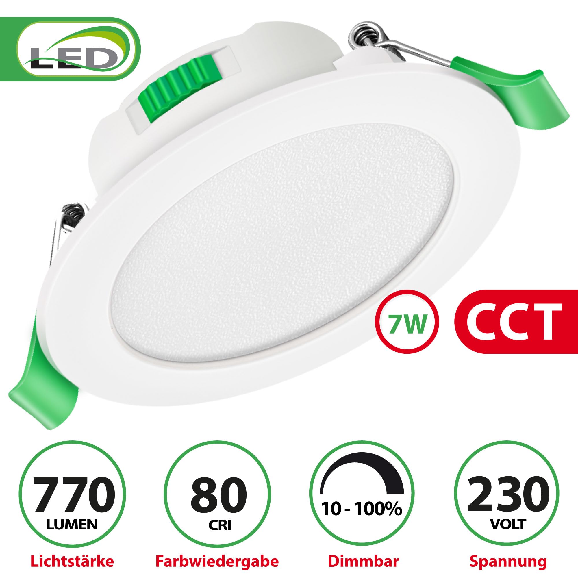 Maxkomfort LED Einbaustrahler flach 7W Dimmbar Bad weiß VENUS | IP44, 110°, 770 Lumen, 68mm| Warmweiß Neutralweiß Kaltweiß | Einbauspot, Deckenstrahler Deckenspot 12er SET