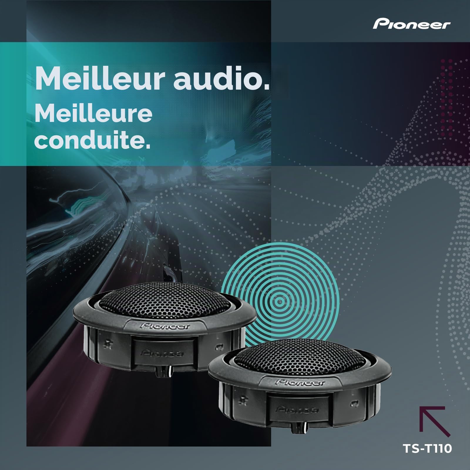 Pioneer ts-t110 120 W 40rms Rigide Tweeter Dôme